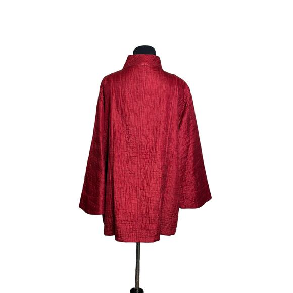 Joshi red silk lightweight quilted long sleeves buttoned jacket coat size S - Picture 13 of 16